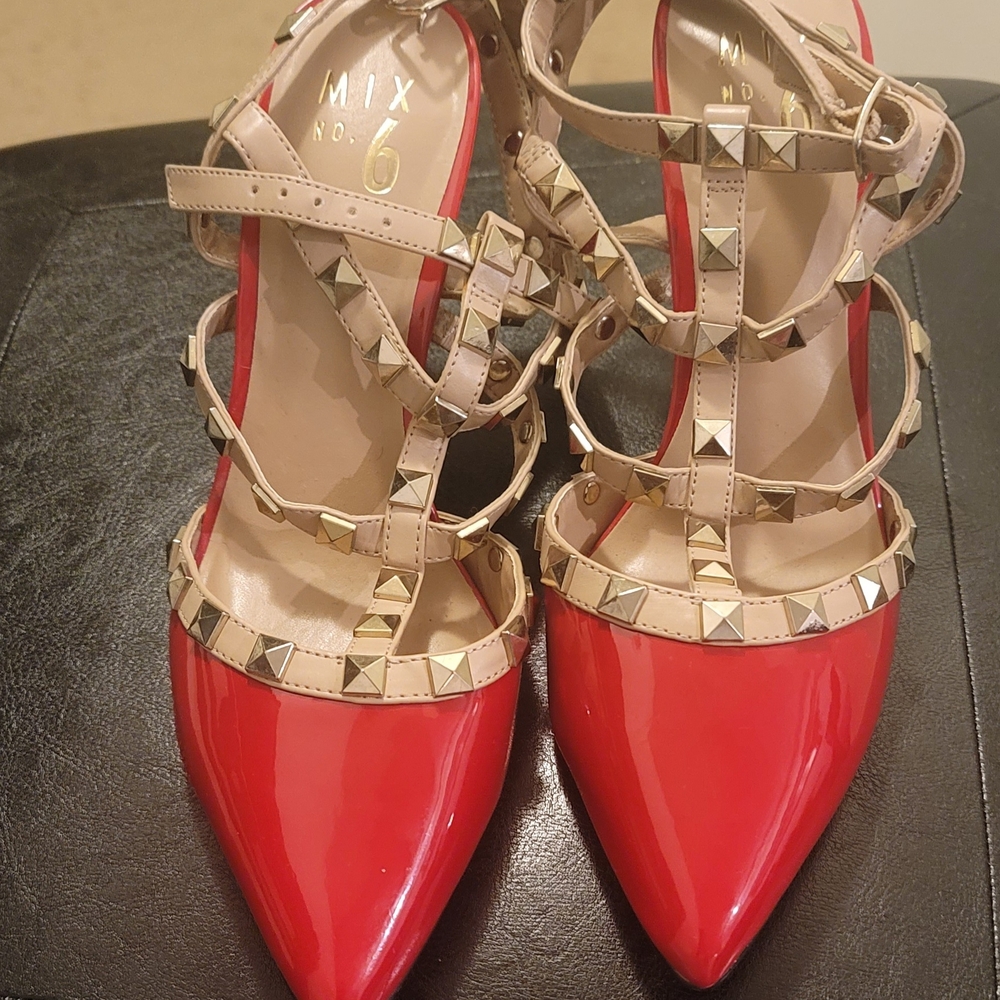 Mix No. 6 Red and Tan Studded Women's Shoes